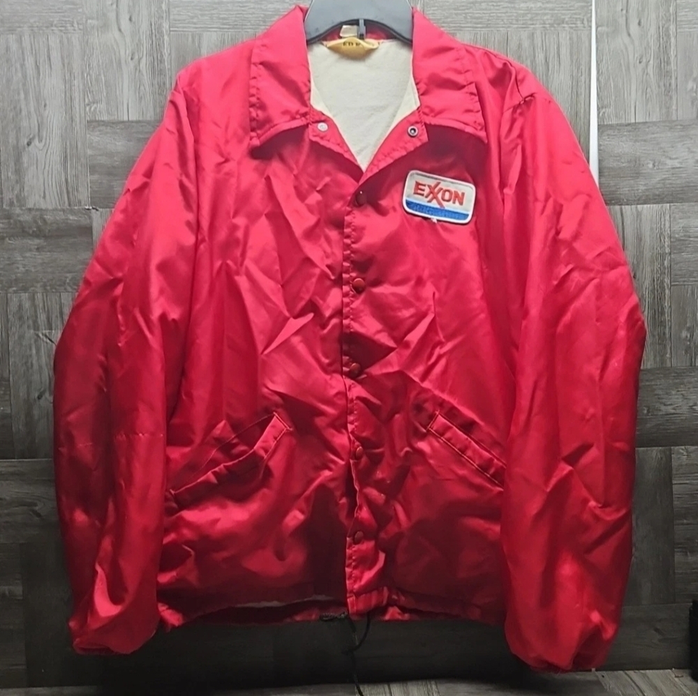 Vintage Red Kap Exxon Jacket Red Windbreaker Work Uniform Employee